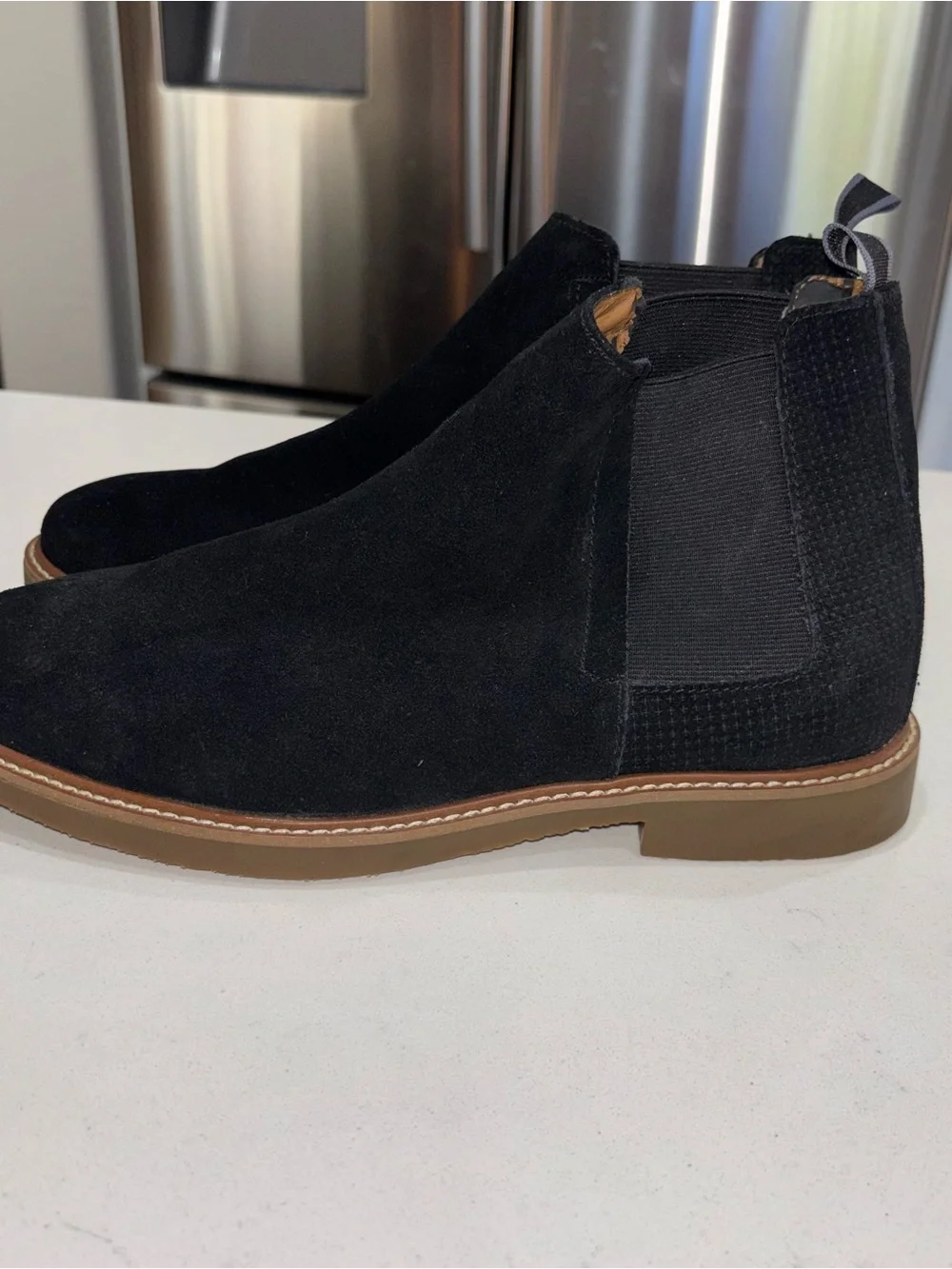 Steve Madden Men's Black Leather Chelsea Ankle Boots Pull Tab US 8M EU41